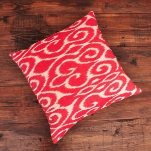 Scroll Reddish Silk and Cotton Cushion