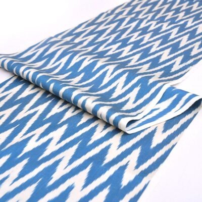 Sky Blue White Chevron Fabric Upholstery