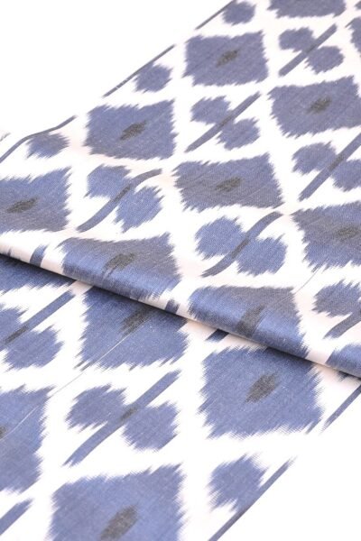 Ikat Blue Silk Woven Fabric