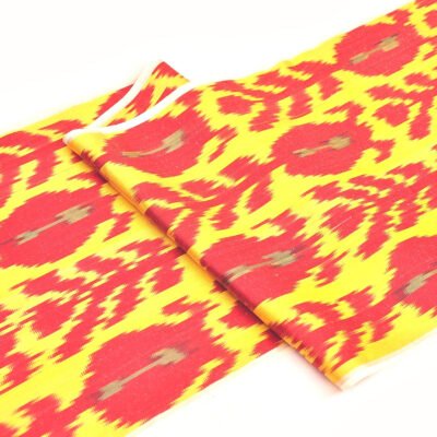 Yellow Red Ikat Upholstery Fabric