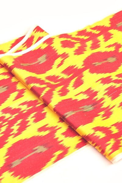 Yellow Red Ikat Upholstery Fabric