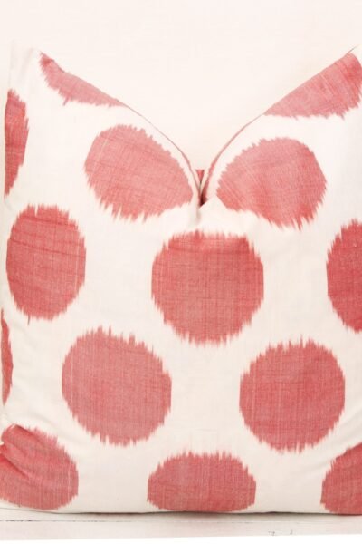 Red Polka dot pillow ikat