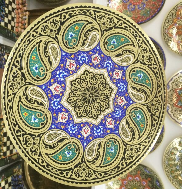 Brass Tray Plate Embossed Paisley Design
