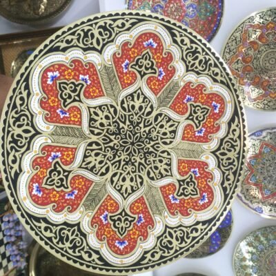 Brass Enamel Handmade Cotton View Tray 30 cm