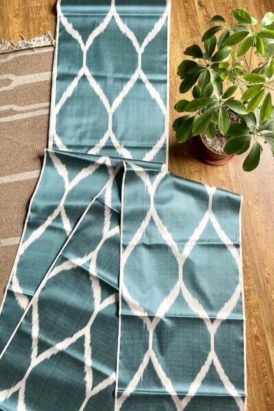 Teal Blue Silk Ikat Textile fiber