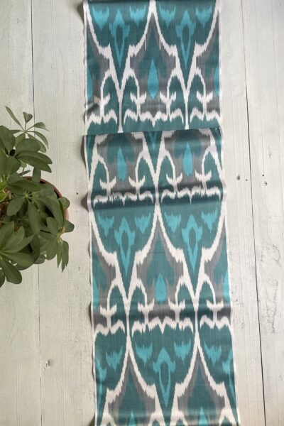 Handwoven Teal Blue Silk Ikat Fabric