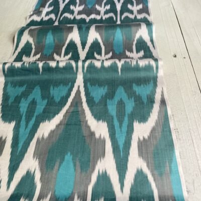 Alternative view of Handwoven Teal Blue Silk Ikat Fabric