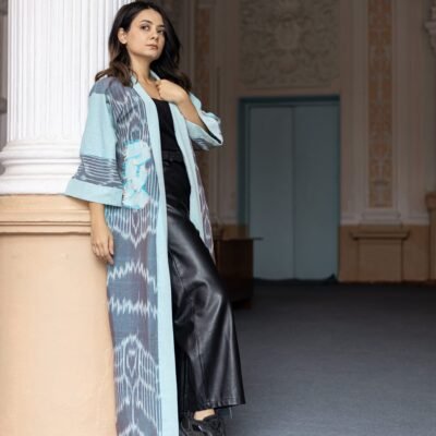 turqoise kaftan ikat blue