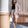 Beige Chevron Ikat Shirt & Short Set