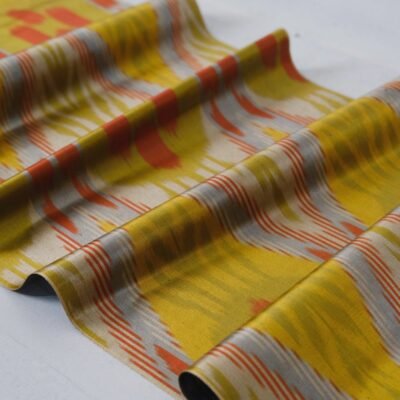 Alternative view of Olive Green Ikat Sateen Fabric