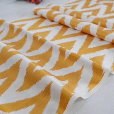 Alternative view of Chevron Mustard Yellow Ikat Fabric