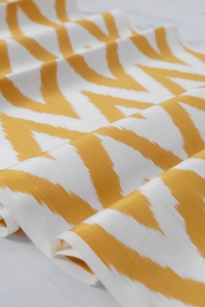 Chevron Mustard Yellow Ikat Fabric