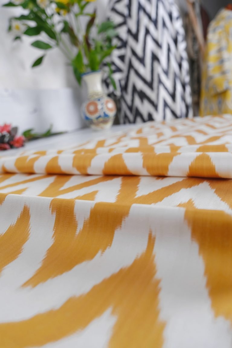 Handloom Ikat Front Button - Mustard main image 0