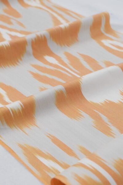 Caramel Flower Ikat Cotton Adras Fabric