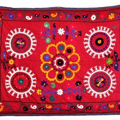 Alternative view of Flowers on Red Embroidery Suzani
