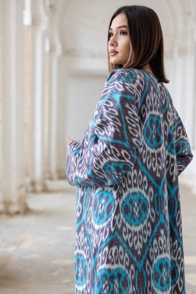 Mumtoz blue Ikat coat