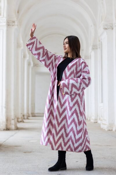 Pink Chevron Ikat Robe