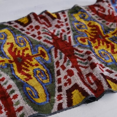 Ikat Velvet Silk Upholstery Multicolour