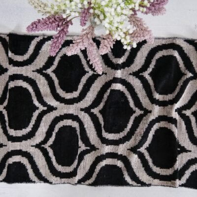 Silk Ikat Velvet Black Spades Pattern