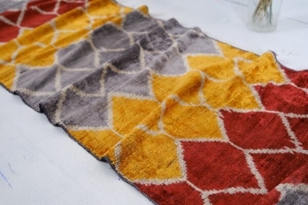 Velvet Silk Rhombus Ikat Fabric