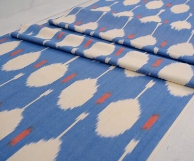 Ikat Designer Fabric Blue Oriental
