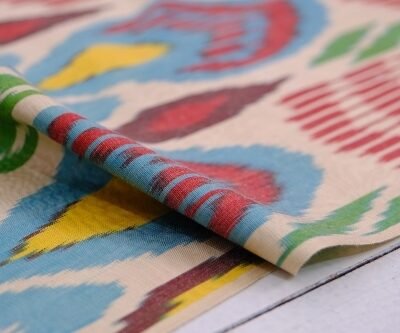 Alternative view of Silk Ikat Fabric Traditional Atlas Design