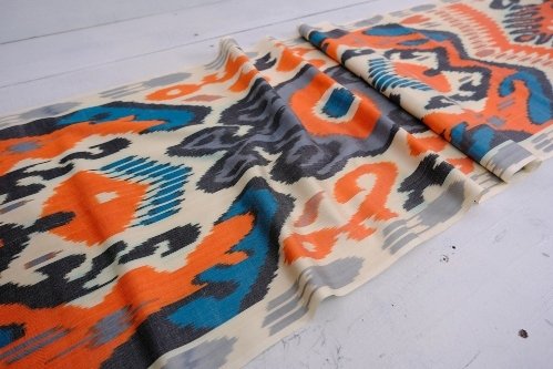 Silk Upholstery Fabric Ethnic Ikat Geometric Pattern