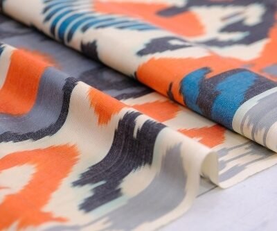 Alternative view of Silk Upholstery Fabric Ethnic Ikat Geometric Pattern