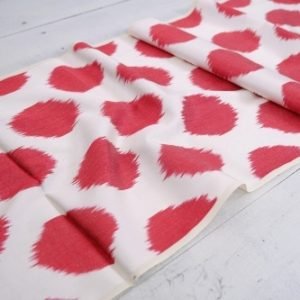 Silk Ikat Fabric Upholstery Red Polka Dot