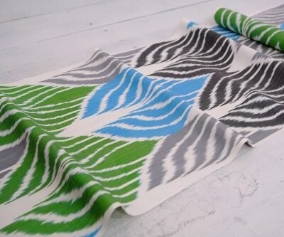 Silk Ikat Drapery Fabric Leaf Decor