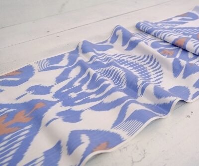 Ikat Drapery Blue Silk Fabric Adras