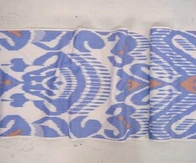 Alternative view of Ikat Drapery Blue Silk Fabric Adras