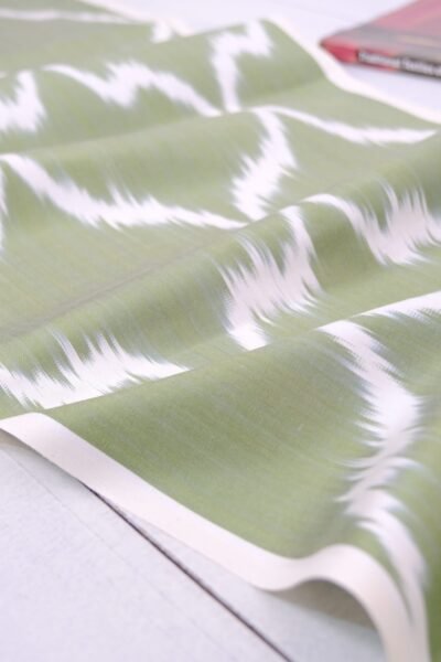 Adras Ikat Fabric Designer Olive Green