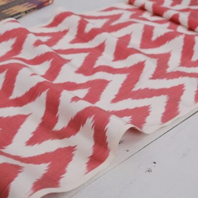 Silk Ikat Chevron Red Adras Fabric