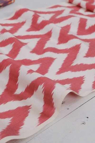 Silk Ikat Chevron Red Adras Fabric