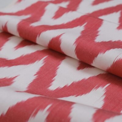 Alternative view of Silk Ikat Chevron Red Adras Fabric