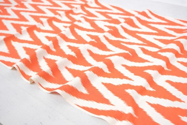 Fabric Ikat Upholstery Orange Zigzag