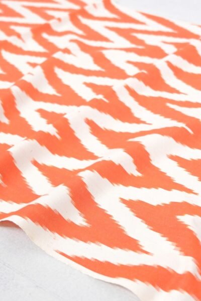 Fabric Ikat Upholstery Orange Zigzag