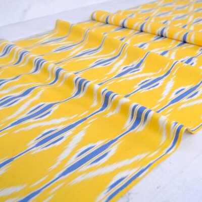 Ikat Designer Yellow Oriental Fabric