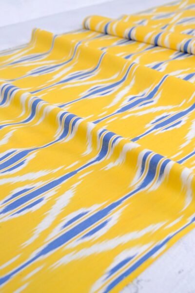 Ikat Designer Yellow Oriental Fabric