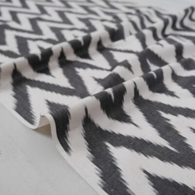 Alternative view of Ikat Fabric Upholstery Chevron Black and White