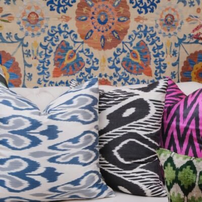 Alternative view of Blue Fabric Ikat Upholstery