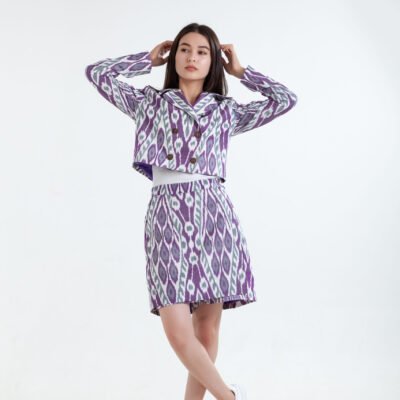 The Purple Ikat Jacket Set with Skirt
