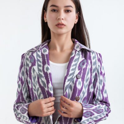 Alternative view of The Purple Ikat Jacket Set with Skirt