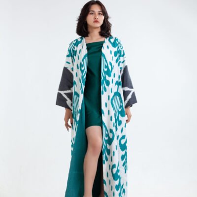 Blue Turquoise Ikat Kaftan