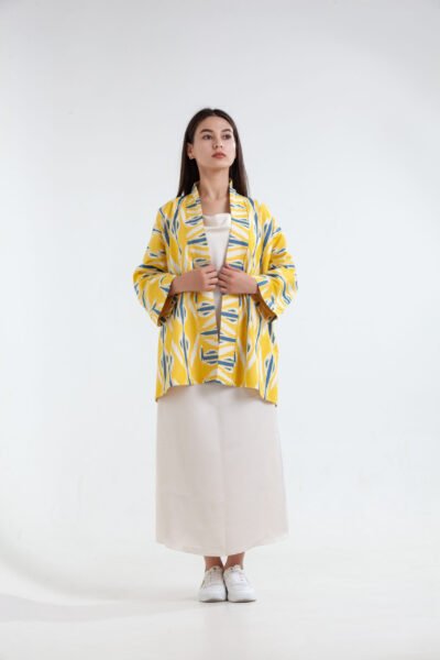 Yellow Cotton Ikat Blazer