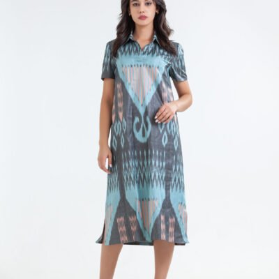Cadet Blue Ikat Design Tunic