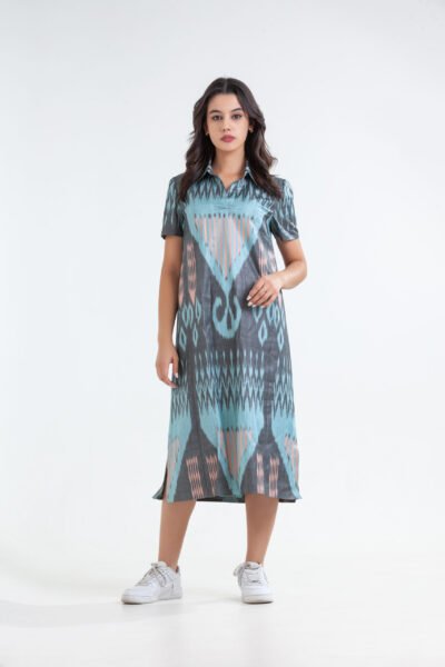 Cadet Blue Ikat Design Tunic