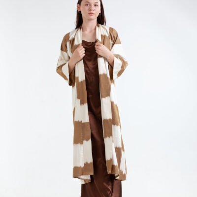 Mocha Cotton Ikat Kimano