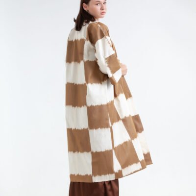 Mocha Cotton Silk Ikat Kimano